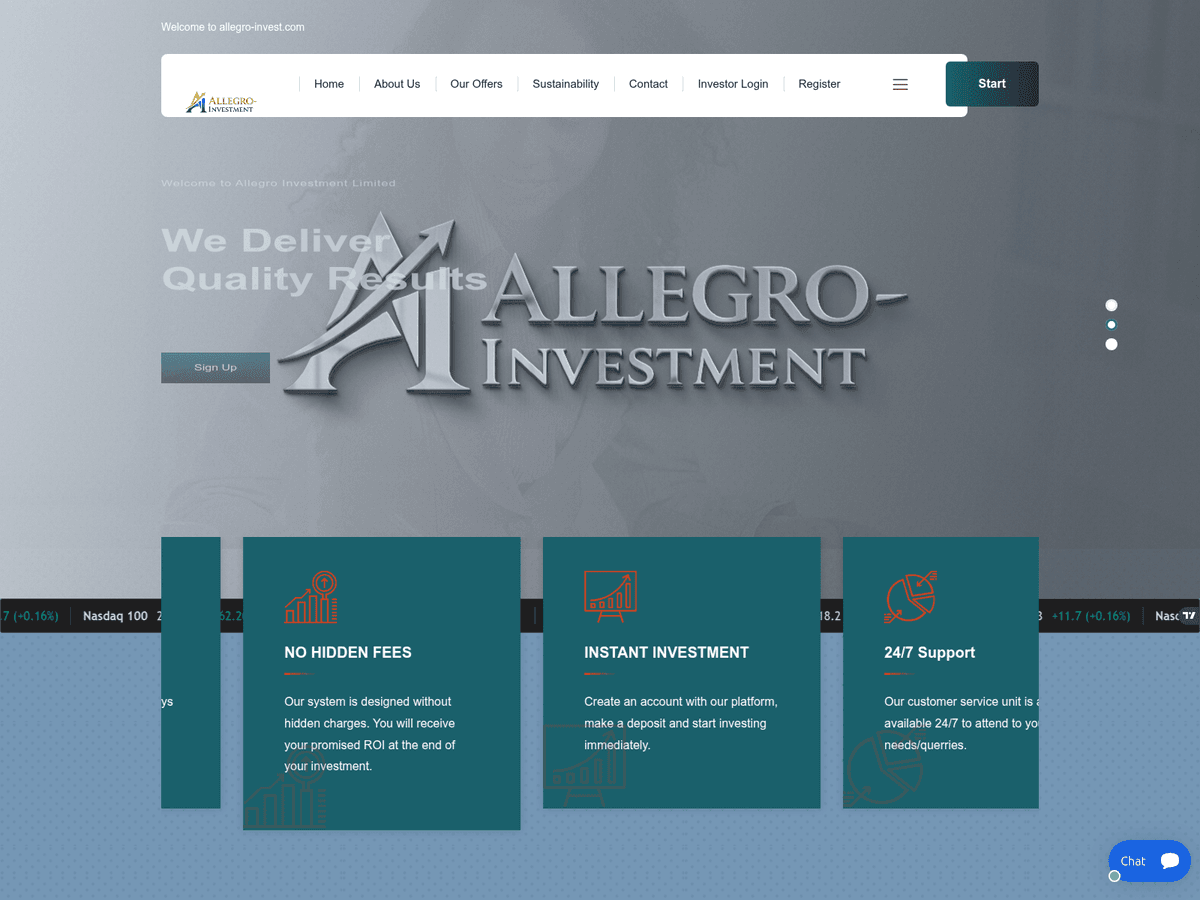 Screenshot von Allegro Invest