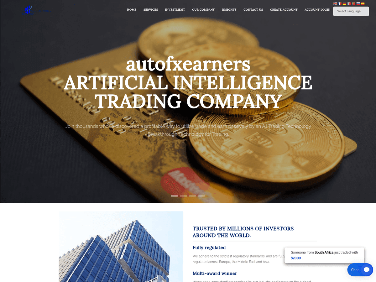 Screenshot von Autofxearners