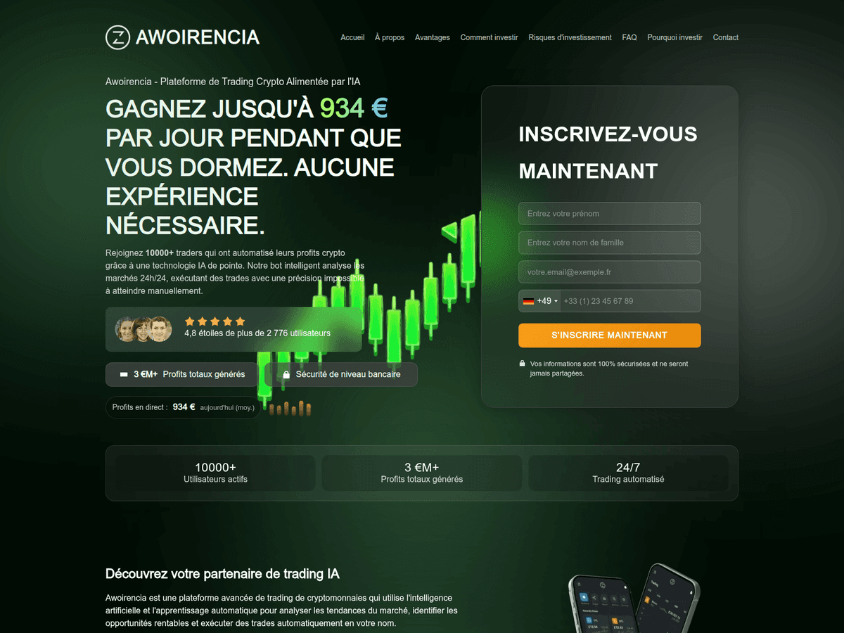 Screenshot der Webseite Awoirencia (awoirencia.net)
