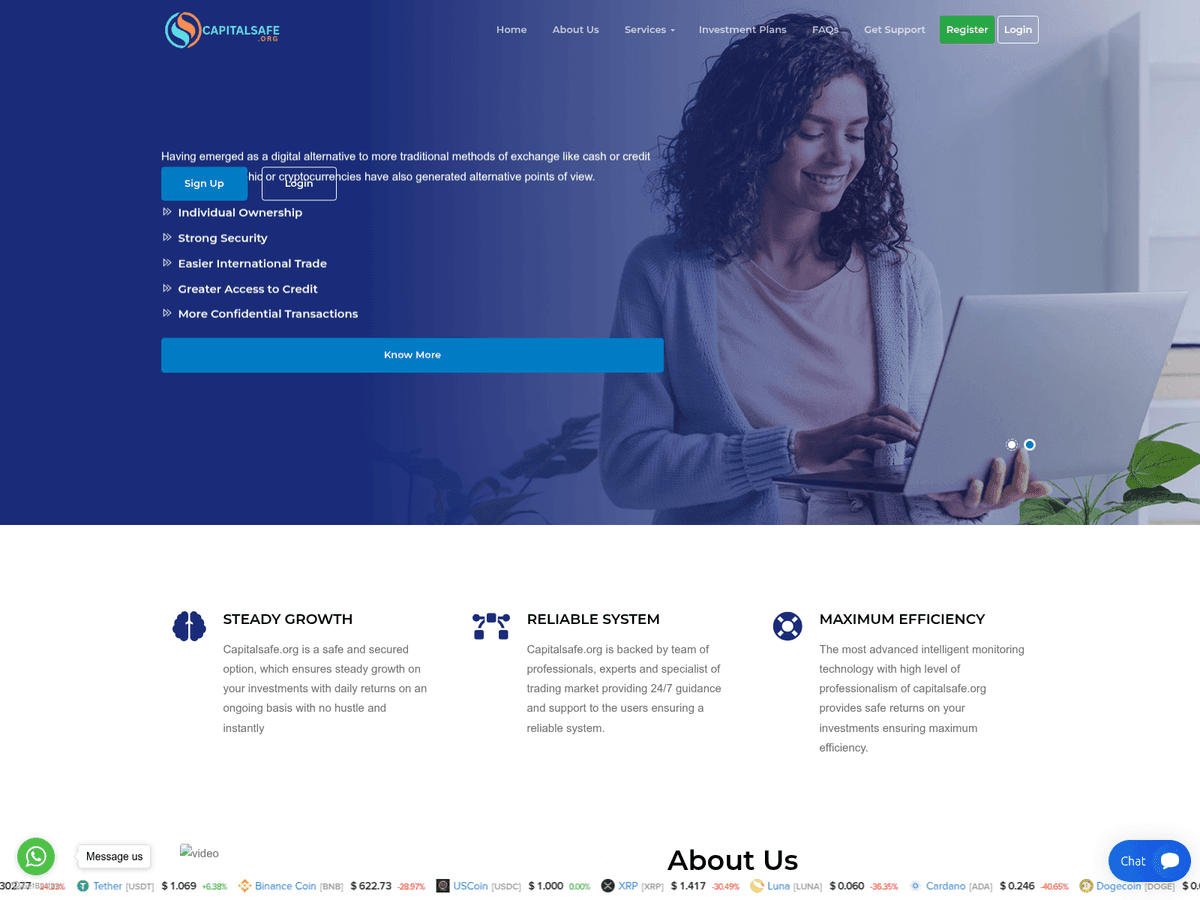 Screenshot der Webseite Capitalsafe (capitalsafe.org)