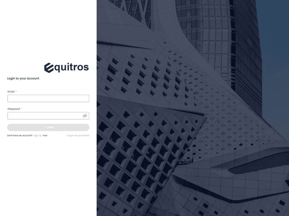 Screenshot der Webseite Equitros (client.equitros.io)