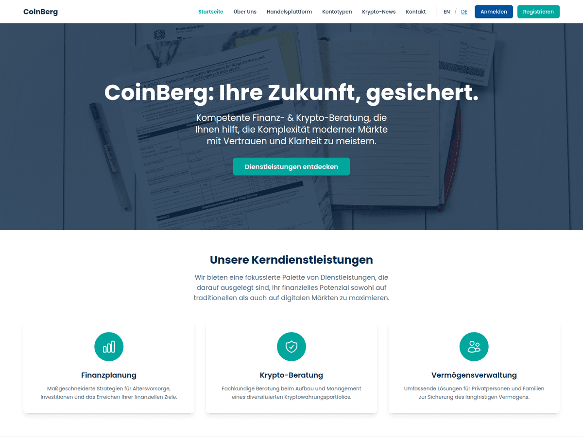 Screenshot von Coinberg