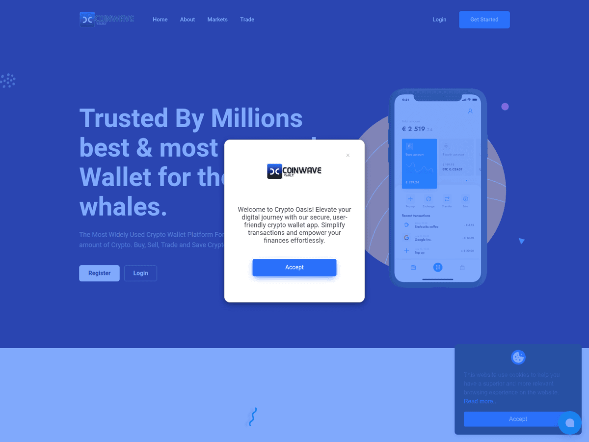 Screenshot der Webseite Coinwavevault (coinwavevault.org)