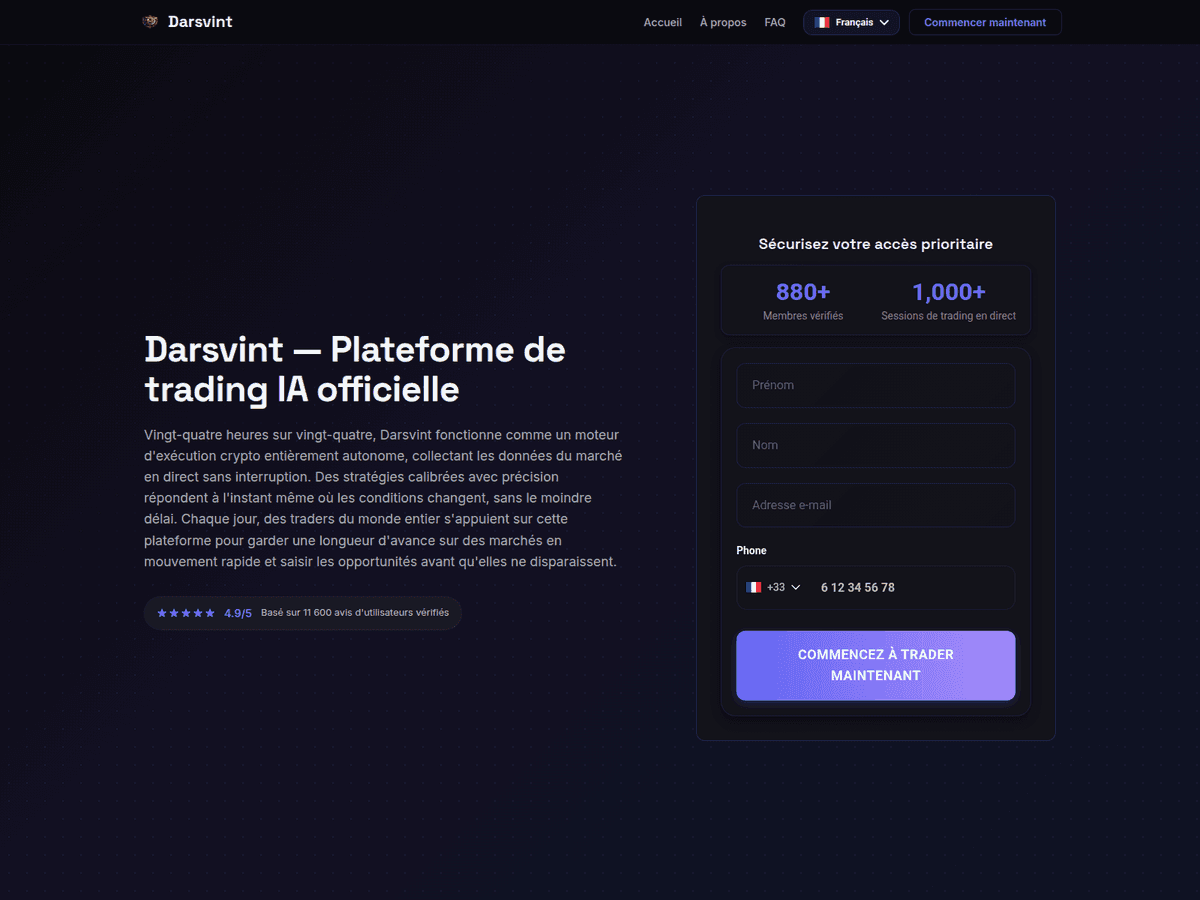Screenshot der Webseite Darsvint (darsvint.fr)