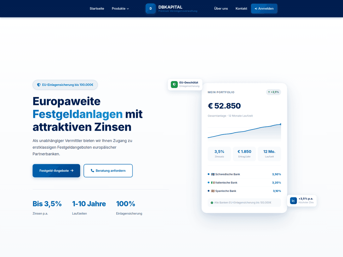 Screenshot der Webseite Dbkapital (dbkapital.com)