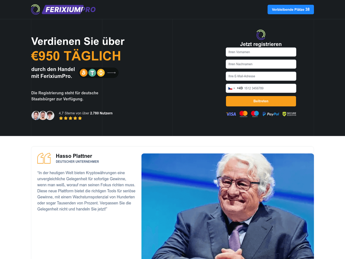 Screenshot der Webseite Ferixiumpro (ferixiumpro.de)