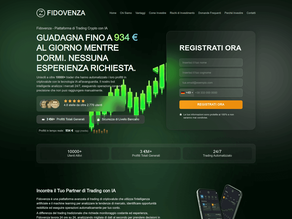 Screenshot der Webseite Fidovenzatrade (fidovenzatrade.com)