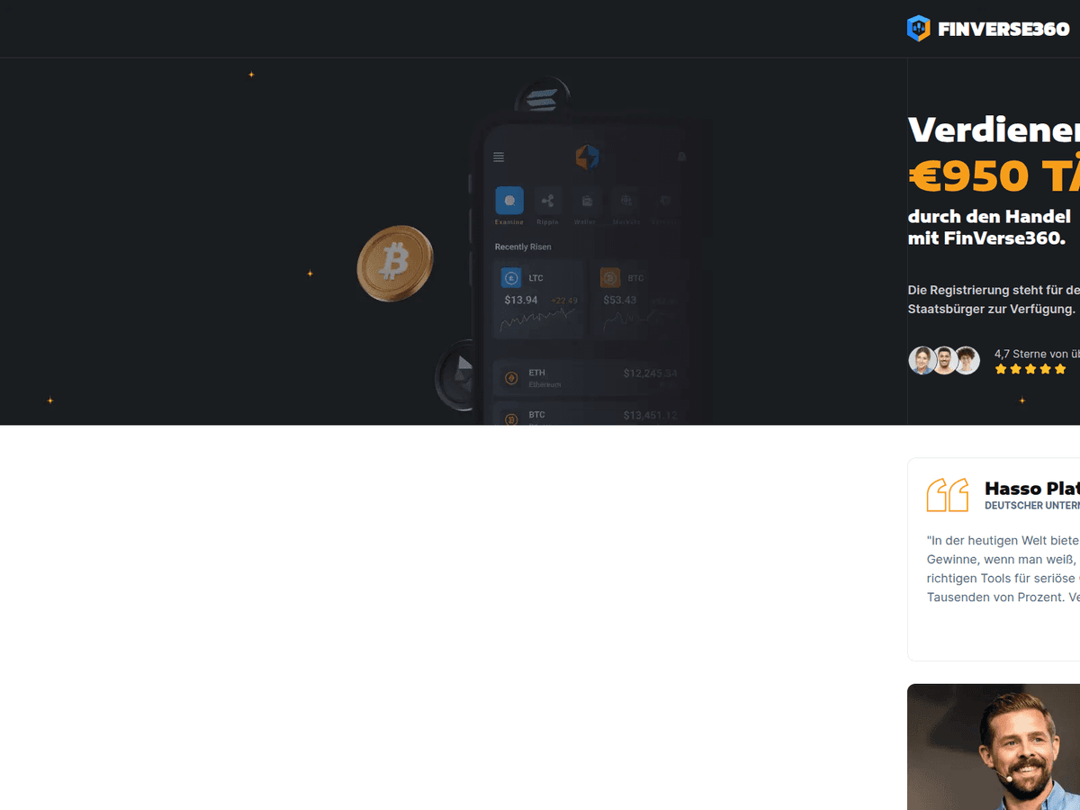 Screenshot der Webseite Finverse360 (finverse360.xyz)