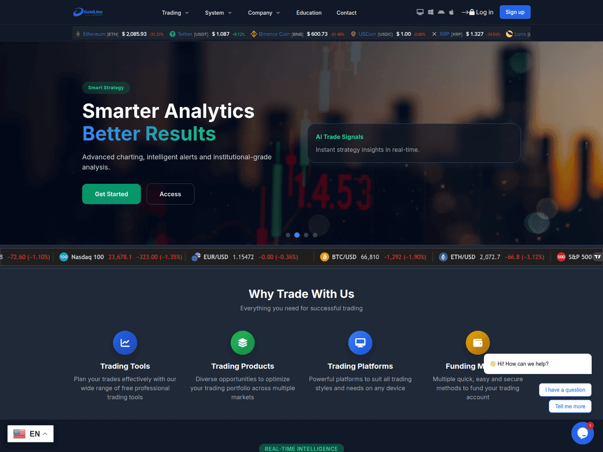 Screenshot der Webseite Goldlineasset (goldlineasset.com)