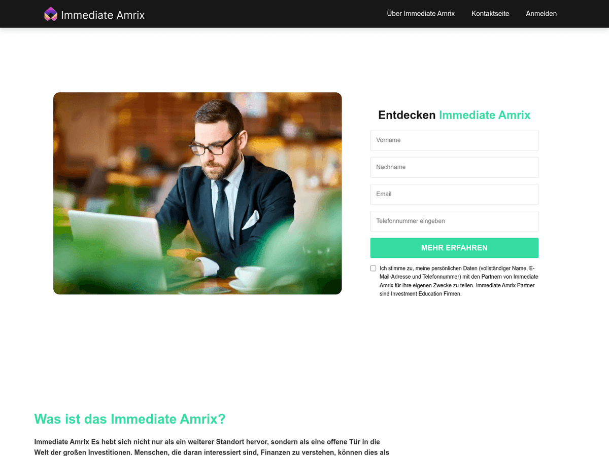 Screenshot der Webseite Immediateamrix (immediateamrix.com)