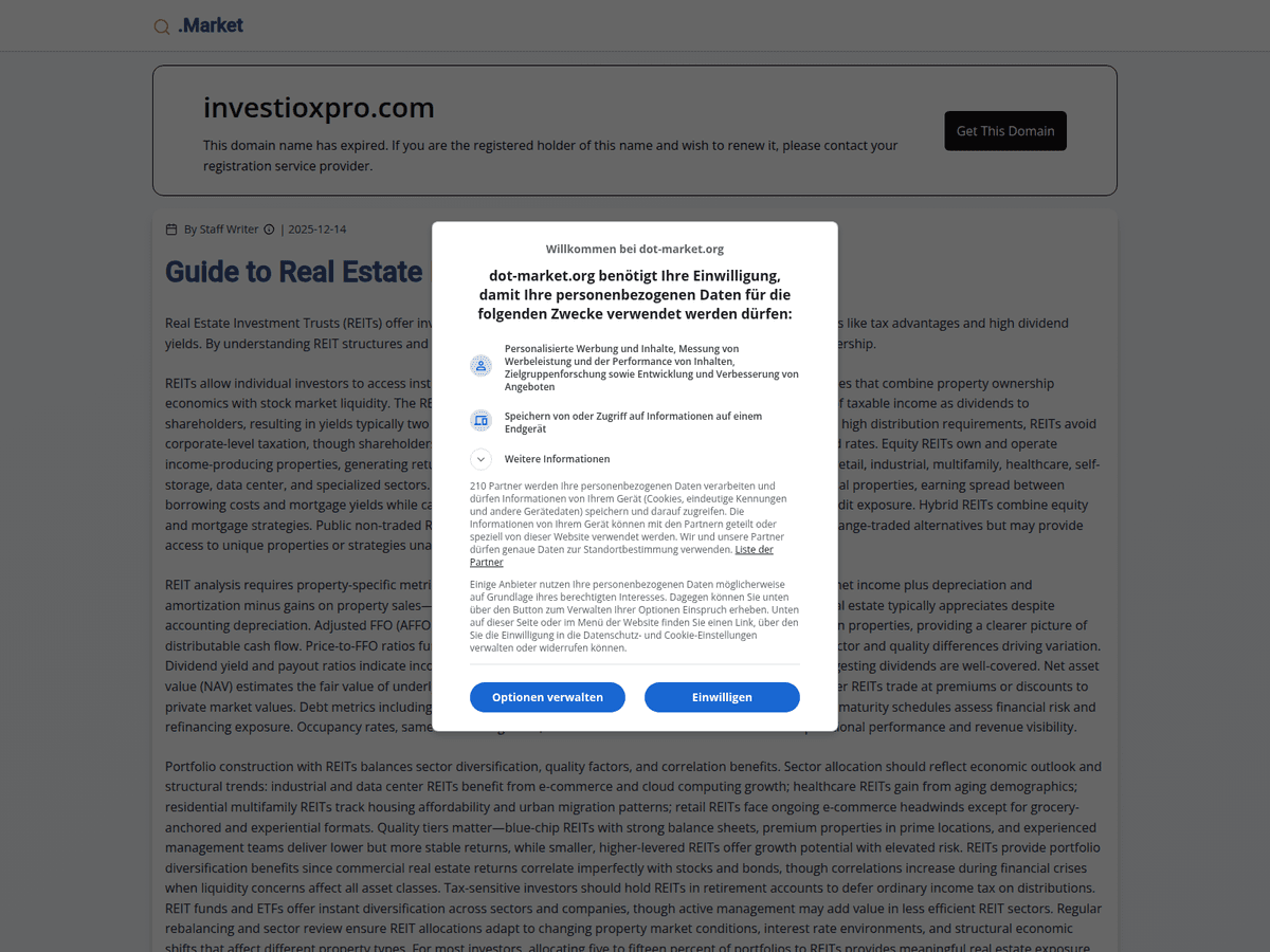 Screenshot der Webseite Investioxpro (investioxpro.com)