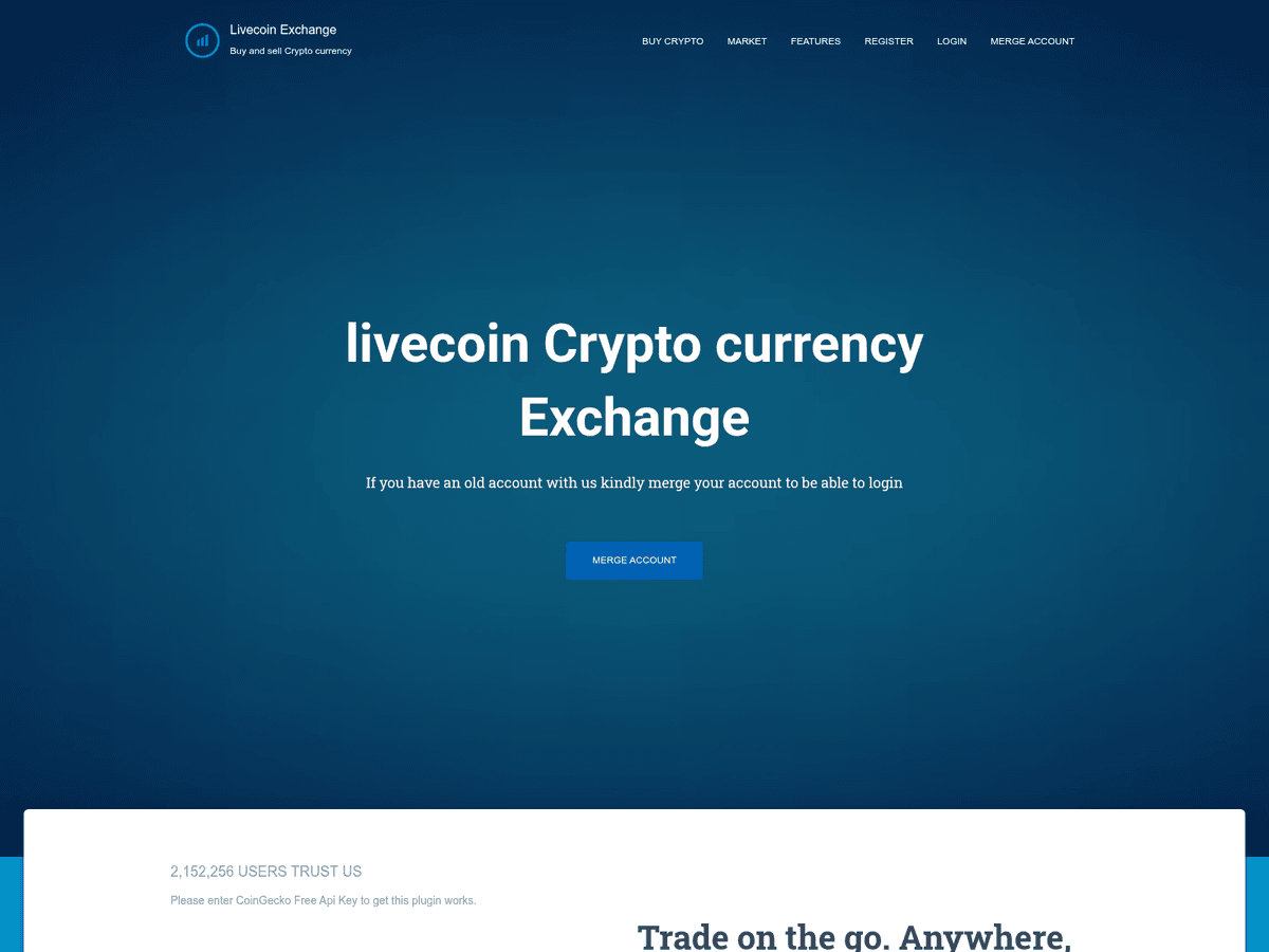 Screenshot der Webseite Livecoin (livecoin.exchange)