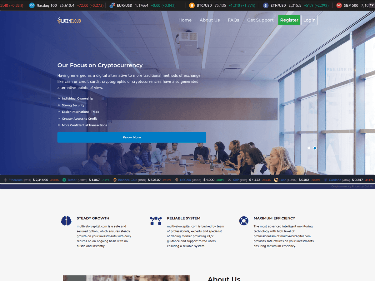 Screenshot der Webseite Multivalorcapital (multivalorcapital.com)