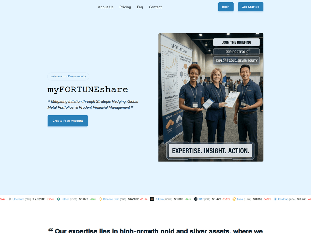 Screenshot der Webseite Myfortuneshare (myfortuneshare.org)