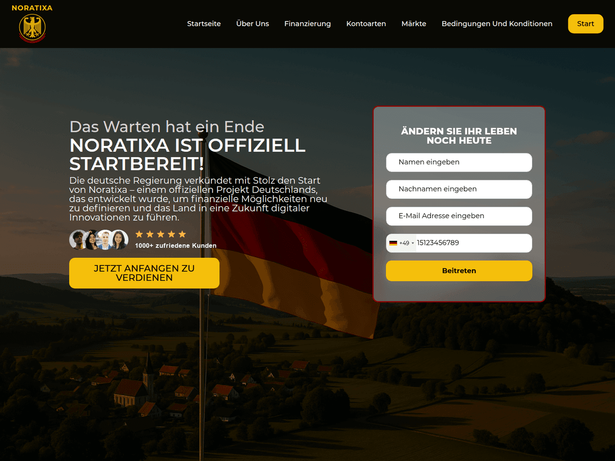 Screenshot der Webseite Noratixa (noratixa.net)