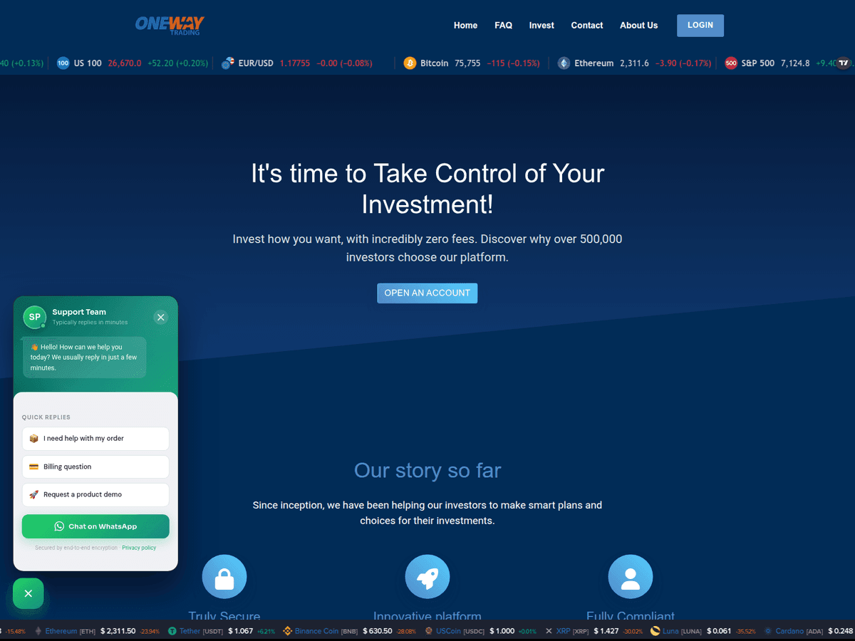 Screenshot der Webseite Onewaytradingltd (onewaytradingltd.com)