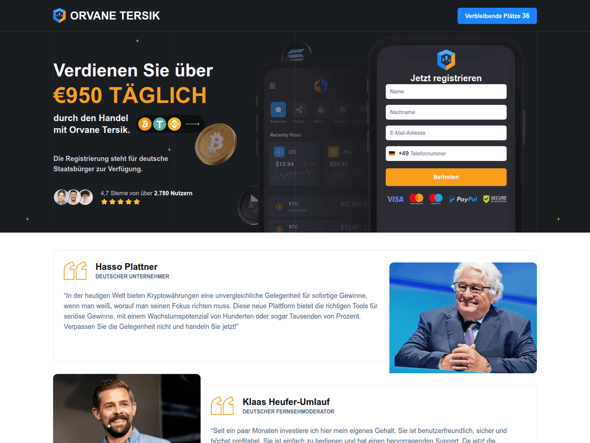 Screenshot der Webseite Orvane Tersik (orvane-tersik.com)