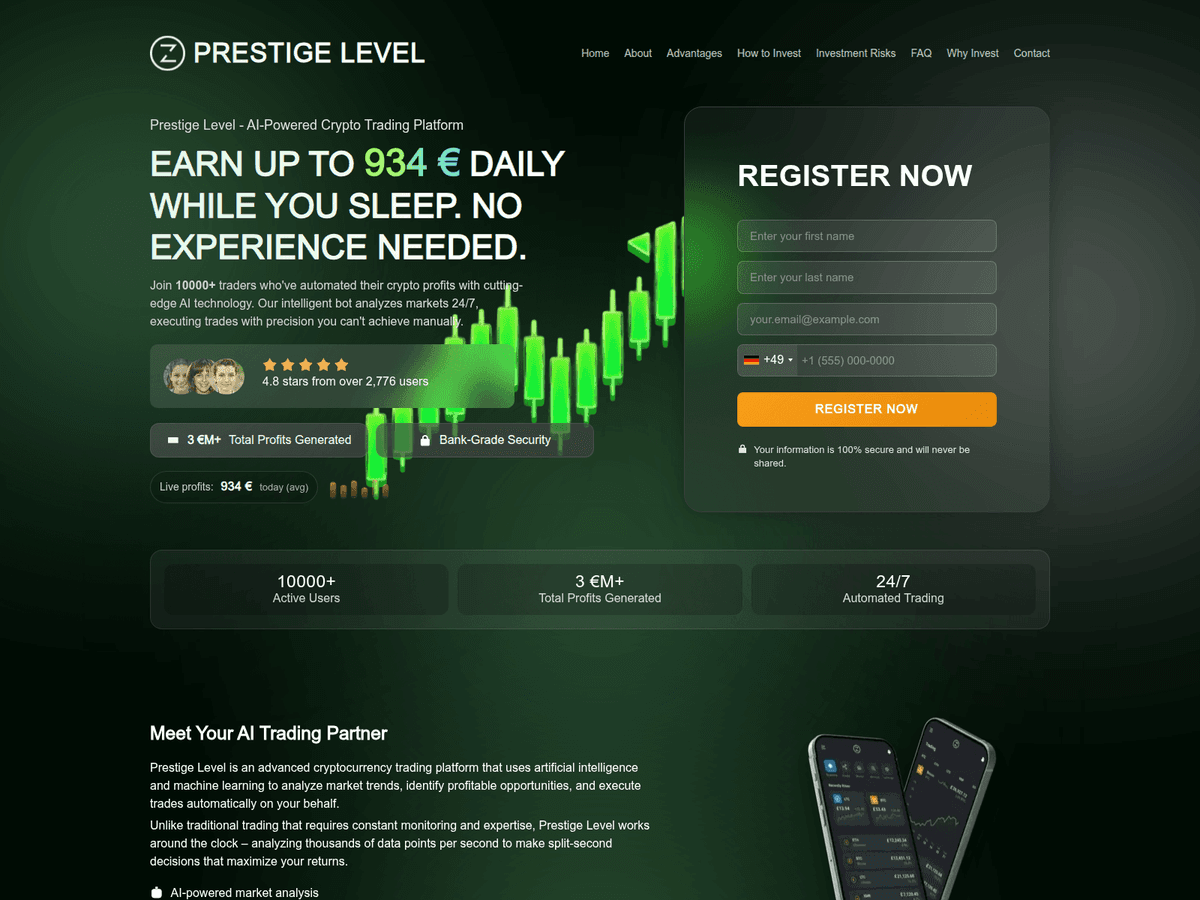 Screenshot der Webseite Prestigelevel (prestigelevel.org)