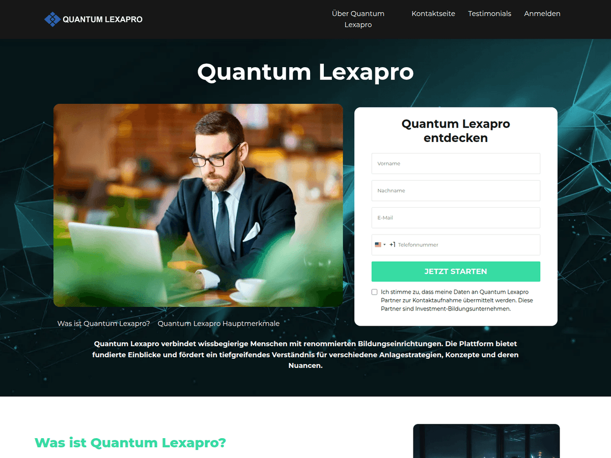Screenshot der Webseite Quantumlexapro (quantumlexapro.com)