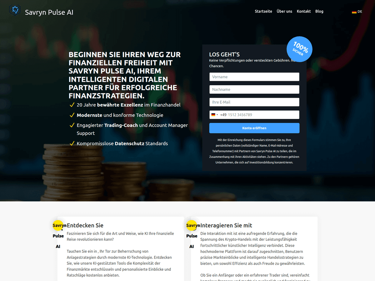 Screenshot der Webseite Savryn Pulseai (savryn-pulseai.org)