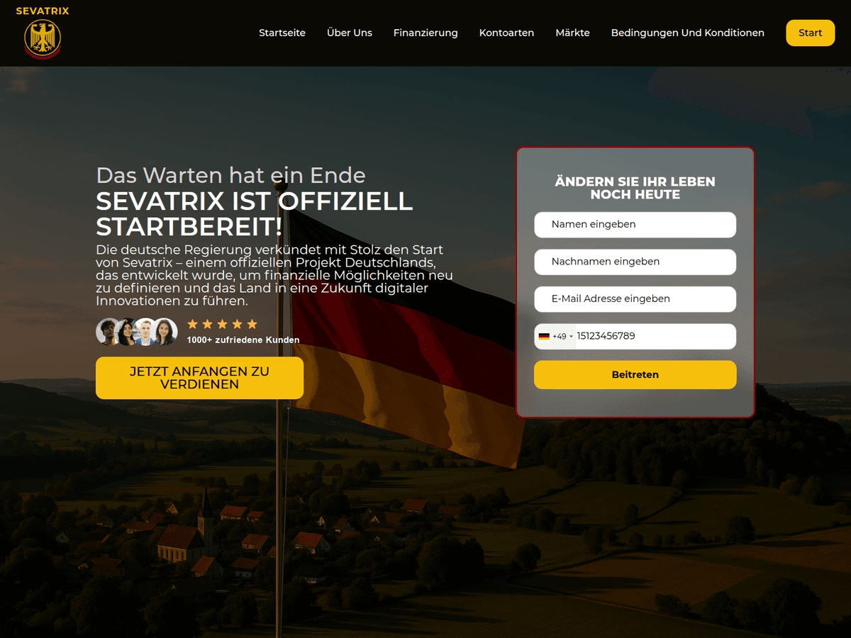 Screenshot der Webseite Sevatrix (sevatrix.net)
