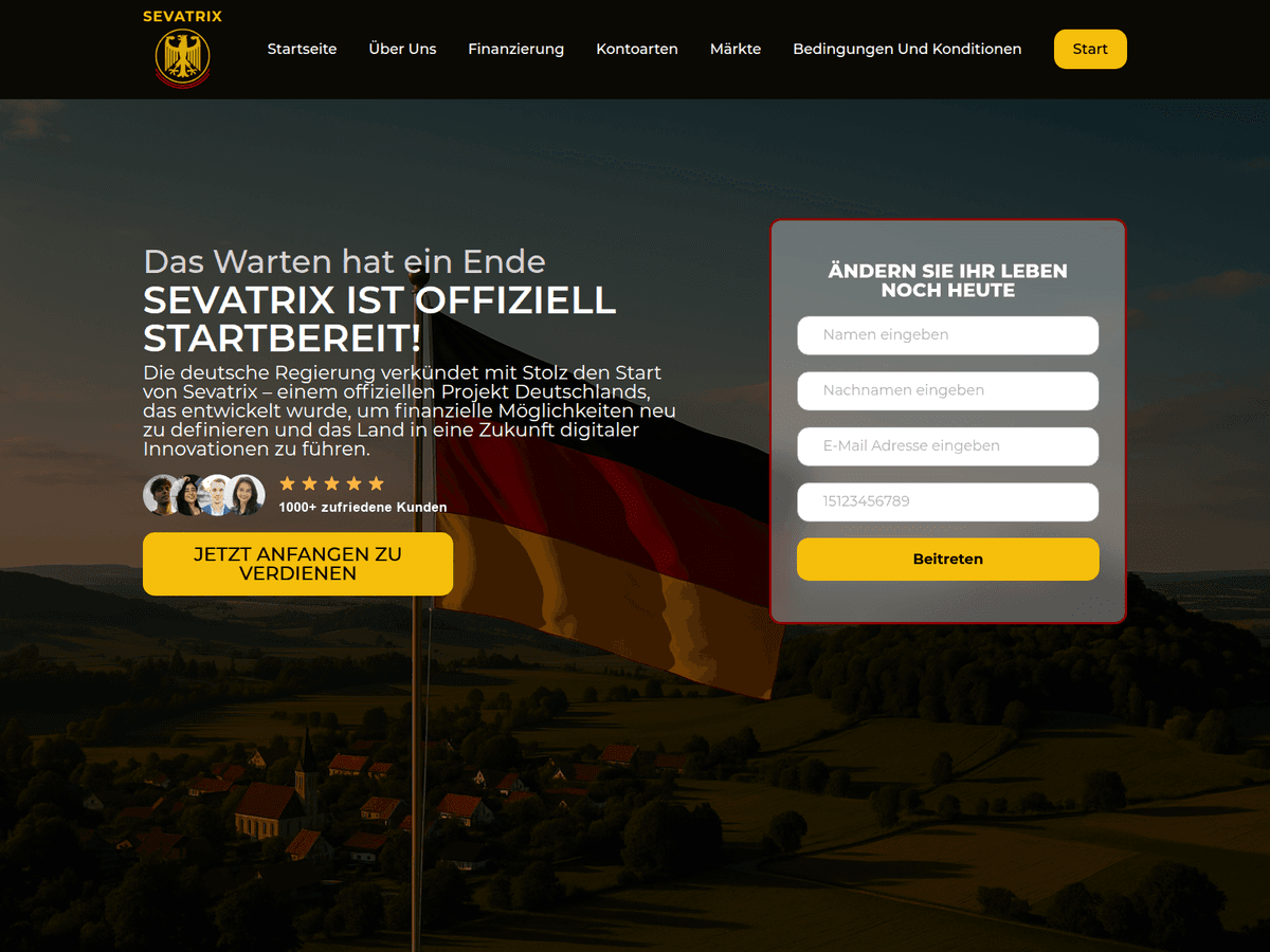Screenshot der Webseite Sevatrix (sevatrix.org)