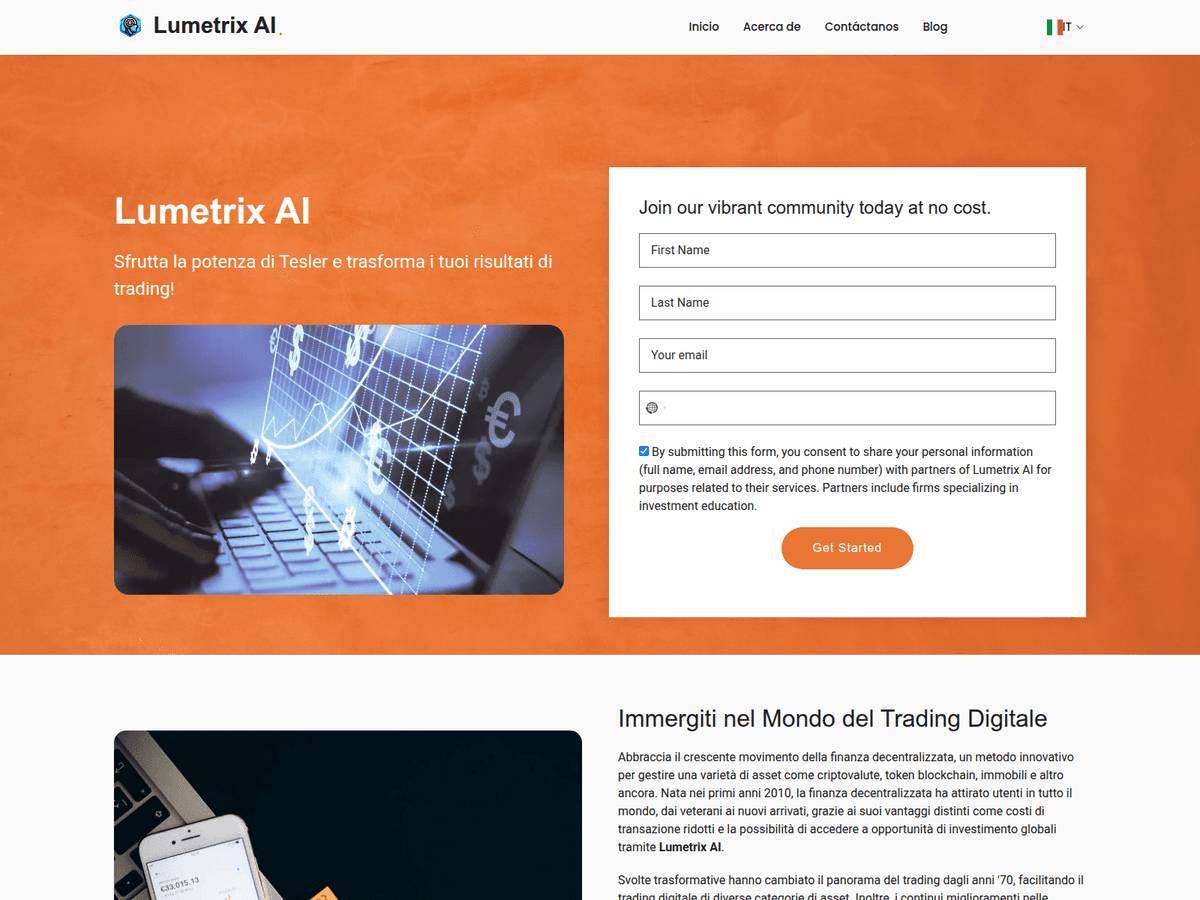 Screenshot der Webseite Thelumetrixai (thelumetrixai.org)