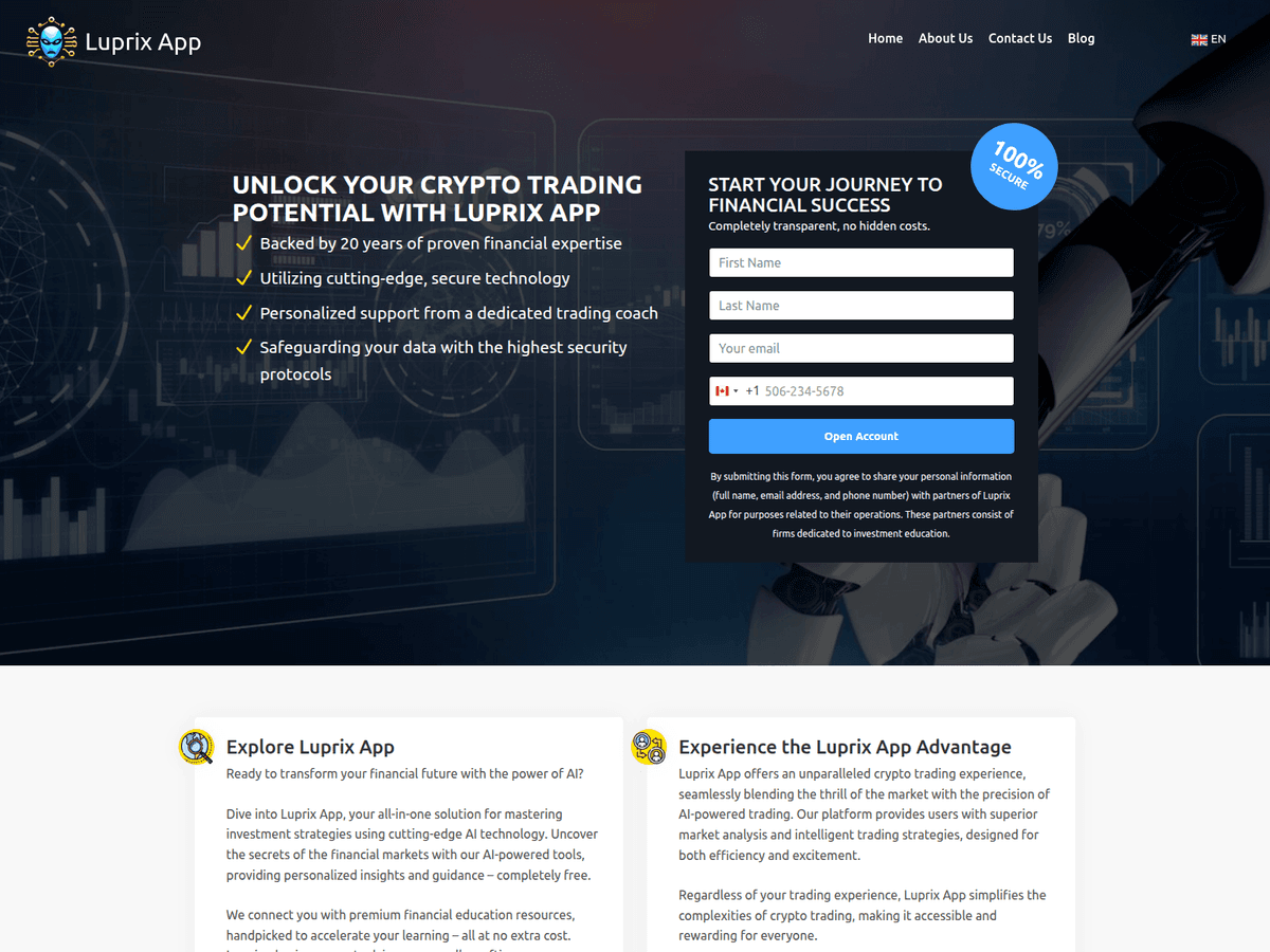 Screenshot der Webseite Theluprixappsystem (theluprixappsystem.org)
