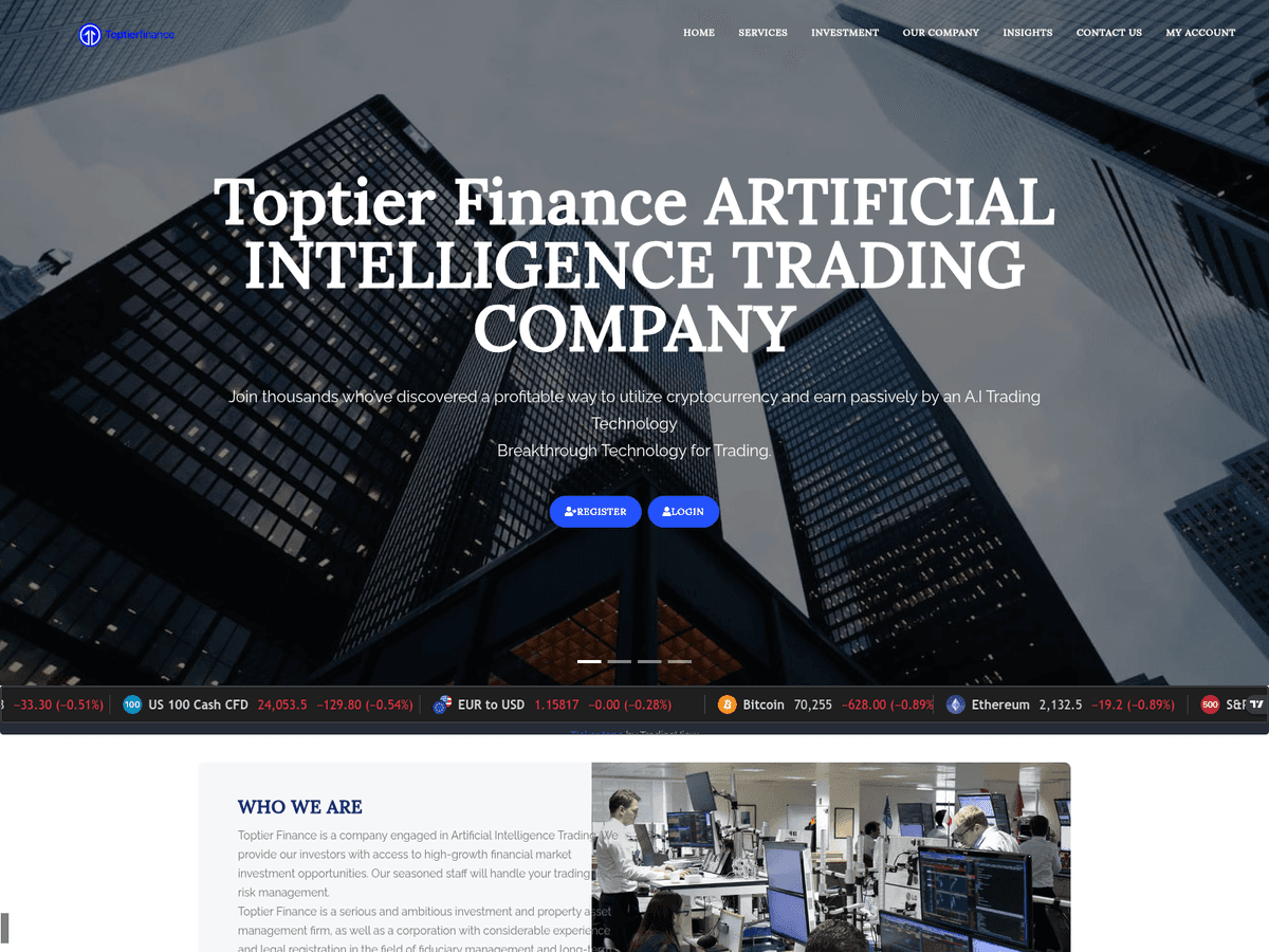 Screenshot der Webseite Toptier Finance (toptier-finance.com)