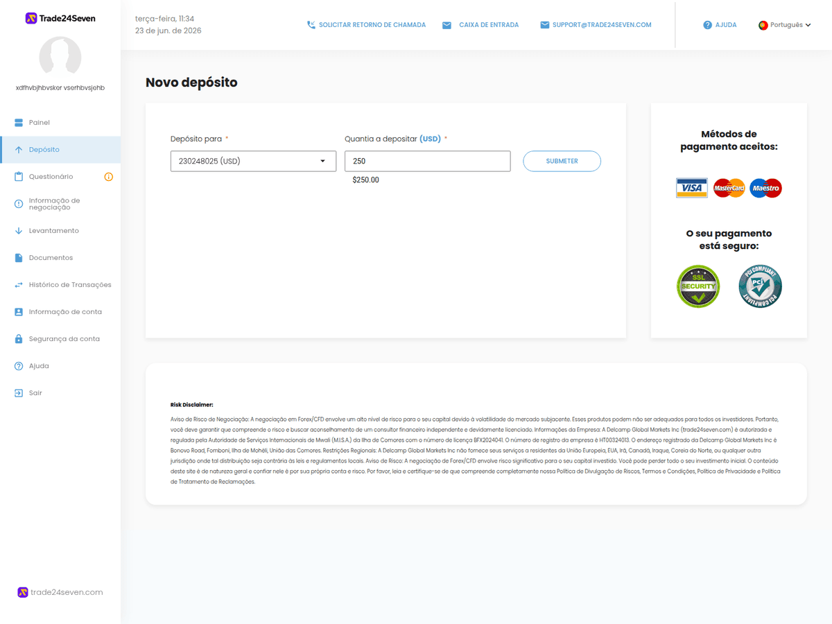 Screenshot der Webseite Trade24sevenclient (trade24sevenclient.net)