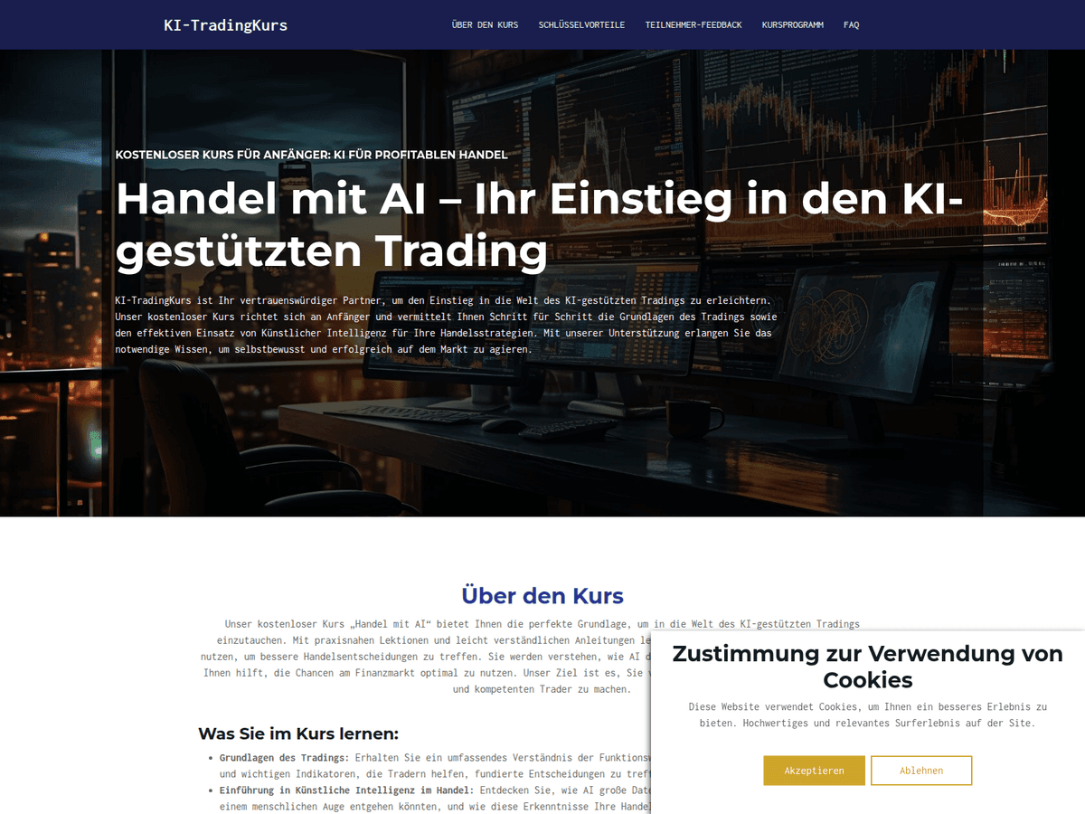 Screenshot der Webseite Tradeut (tradeut.com)