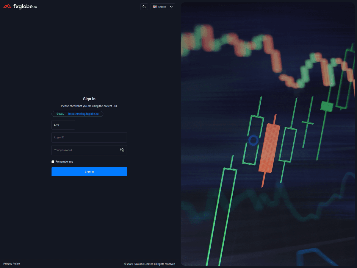 Screenshot der Webseite Fxglobe (trading.fxglobe.eu)