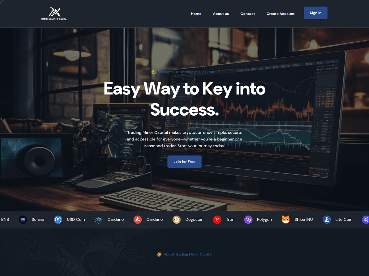 Screenshot der Webseite Tradingminercapital (tradingminercapital.com)