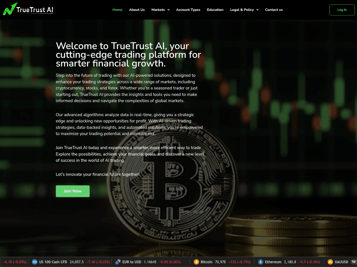 Screenshot der Webseite Truetrust Ai (truetrust-ai.com)