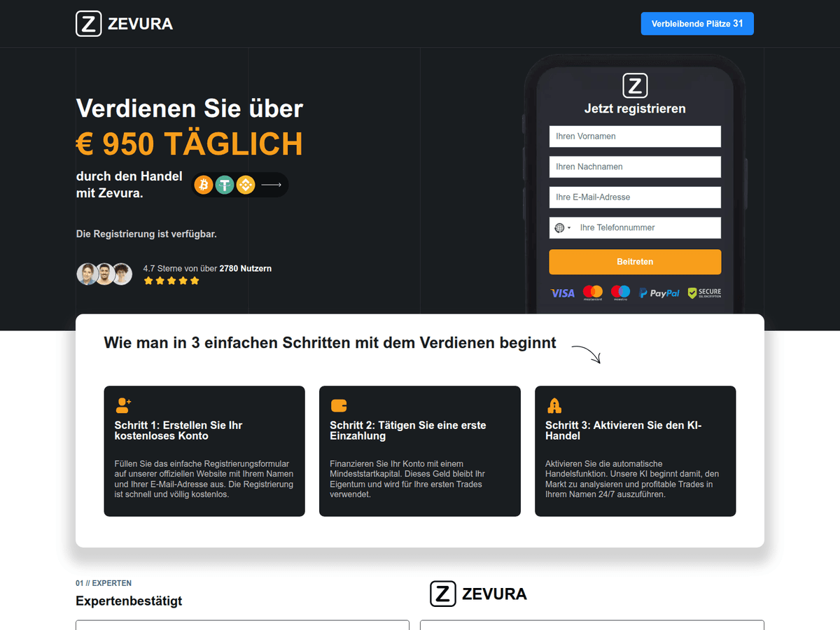 Screenshot der Webseite Zevura (zevura.de)