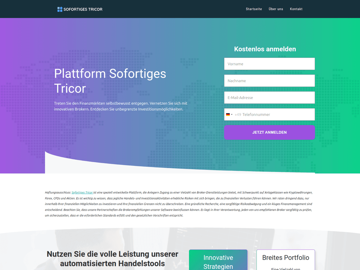 Screenshot der Webseite Sofortigestricor Kla (sofortigestricor-kla.com)