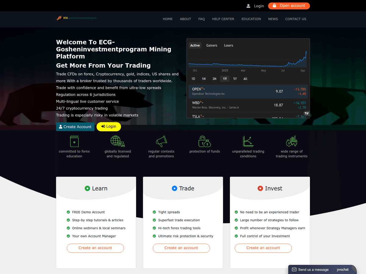 Screenshot der Webseite Ecg Gosheninvestmentprogram (ecg-gosheninvestmentprogram.com)