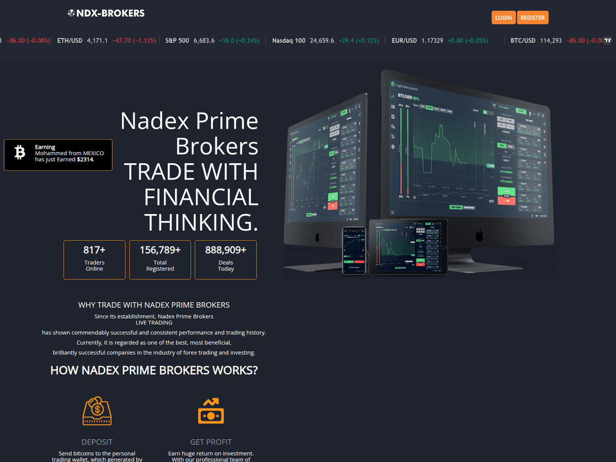 Screenshot der Webseite Nadexprimebroker (nadexprimebroker.click)