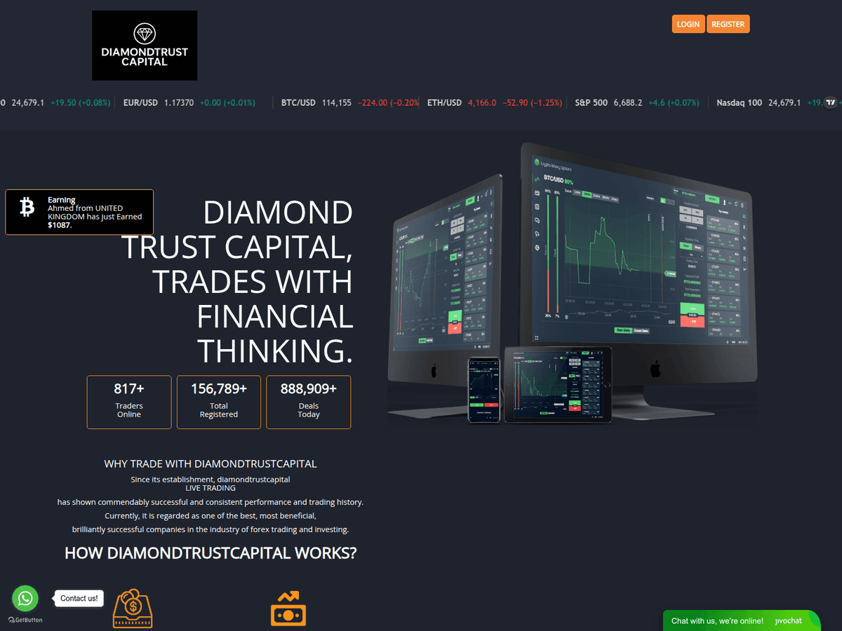 Screenshot der Webseite Diamondtrustcapital (diamondtrustcapital.com)