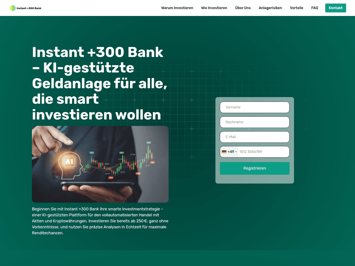 Screenshot der Webseite Instant300bank (instant300bank.de)