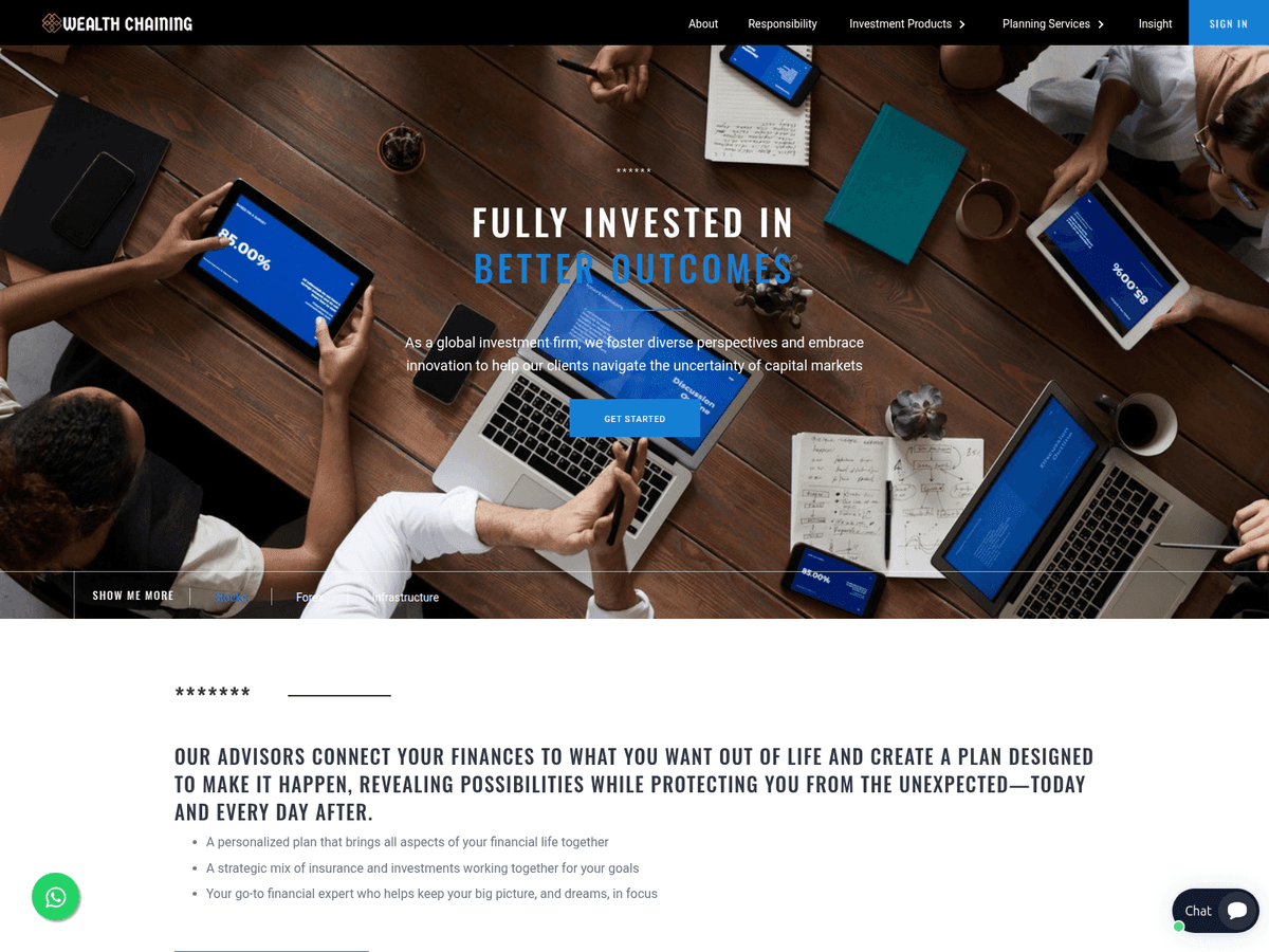 Screenshot der Webseite Wealthchaining (wealthchaining.online)