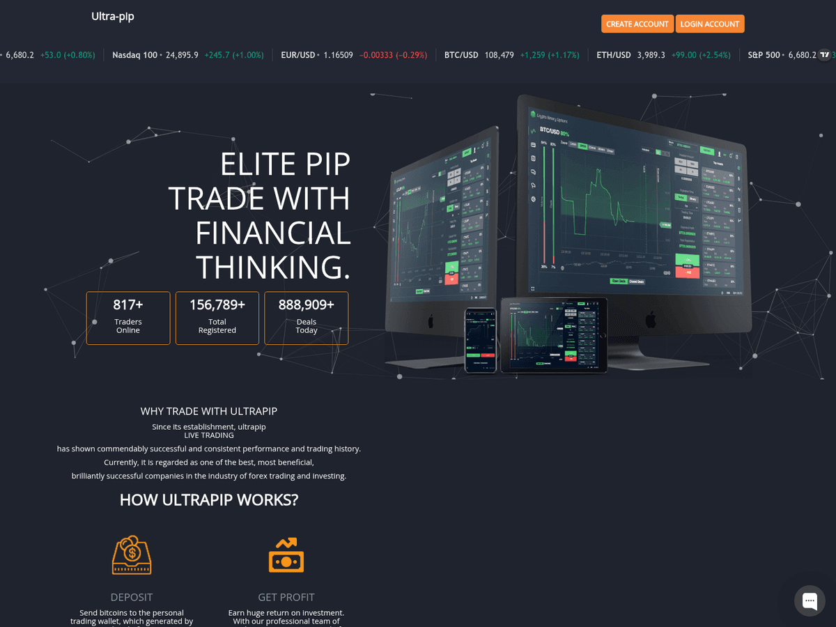 Screenshot der Webseite Ultrapip (ultrapip.com)