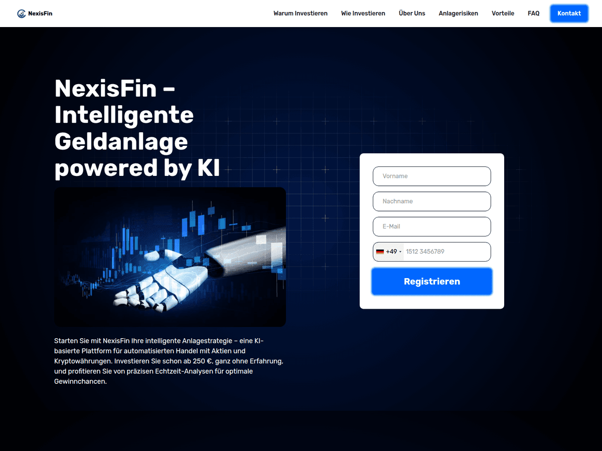 Screenshot der Webseite Nexisfinex (nexisfinex.de)