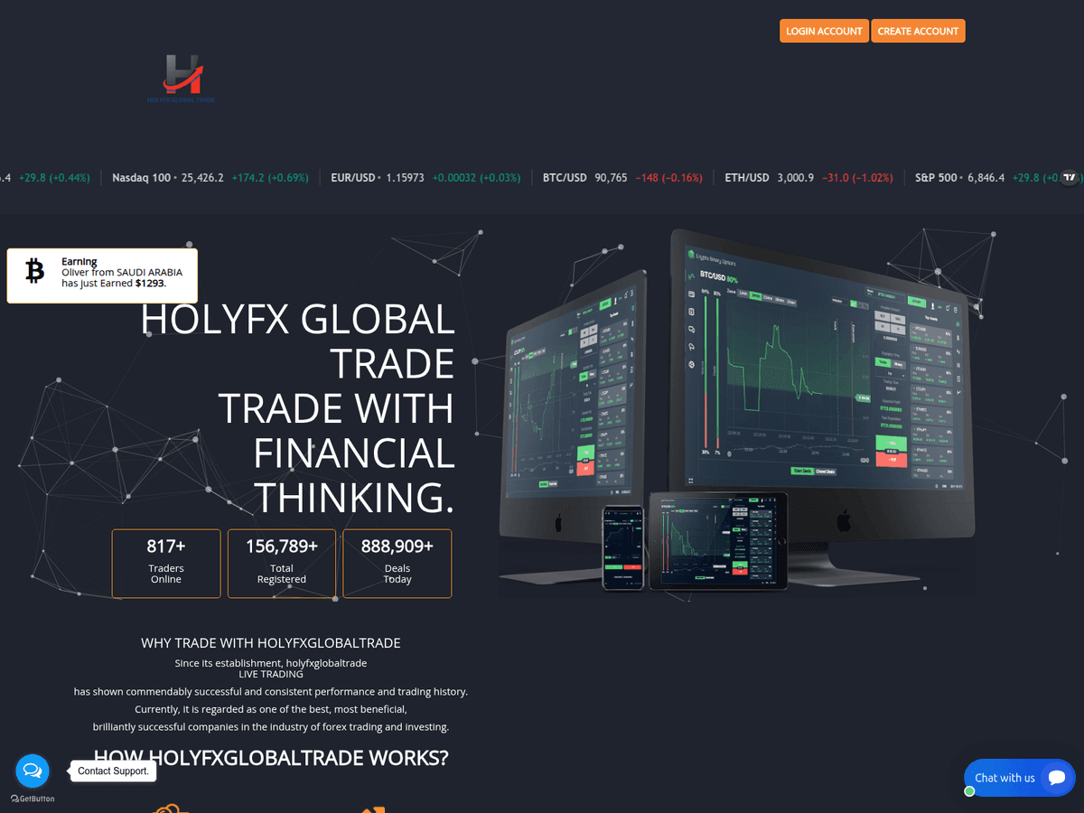Screenshot der Webseite Holyfxglobaltrade (holyfxglobaltrade.click)
