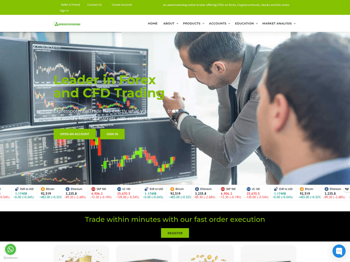 Screenshot der Webseite Onlinewealthglobal (expresspotentialtrade.live.onlinewealthglobal.com)