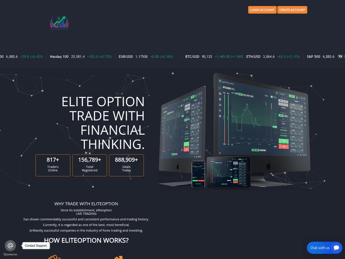 Screenshot der Webseite Eliteoption (eliteoption.click)