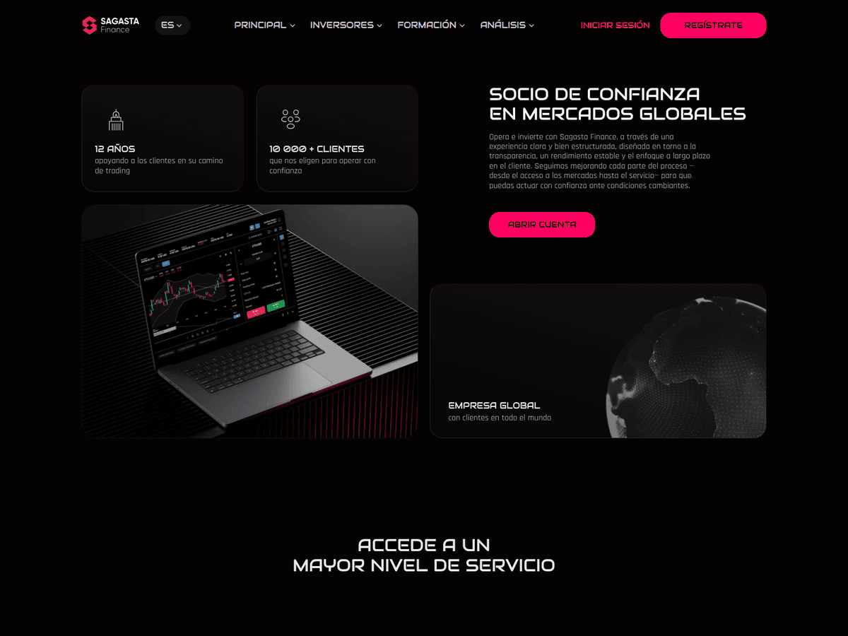 Screenshot der Webseite Sagastafinance (sagastafinance.com)
