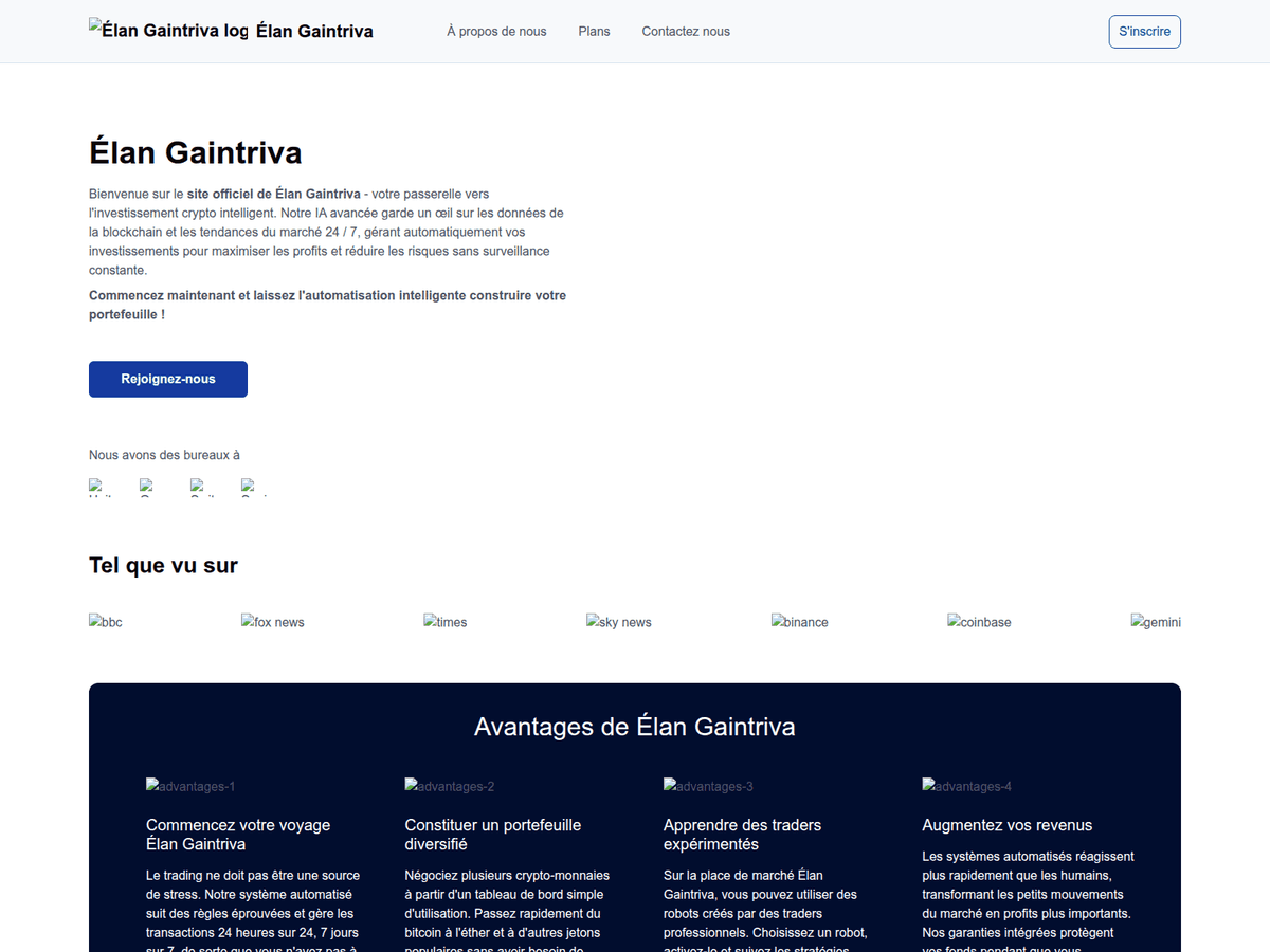 Screenshot der Webseite Elangaintriva (elangaintriva.fr)