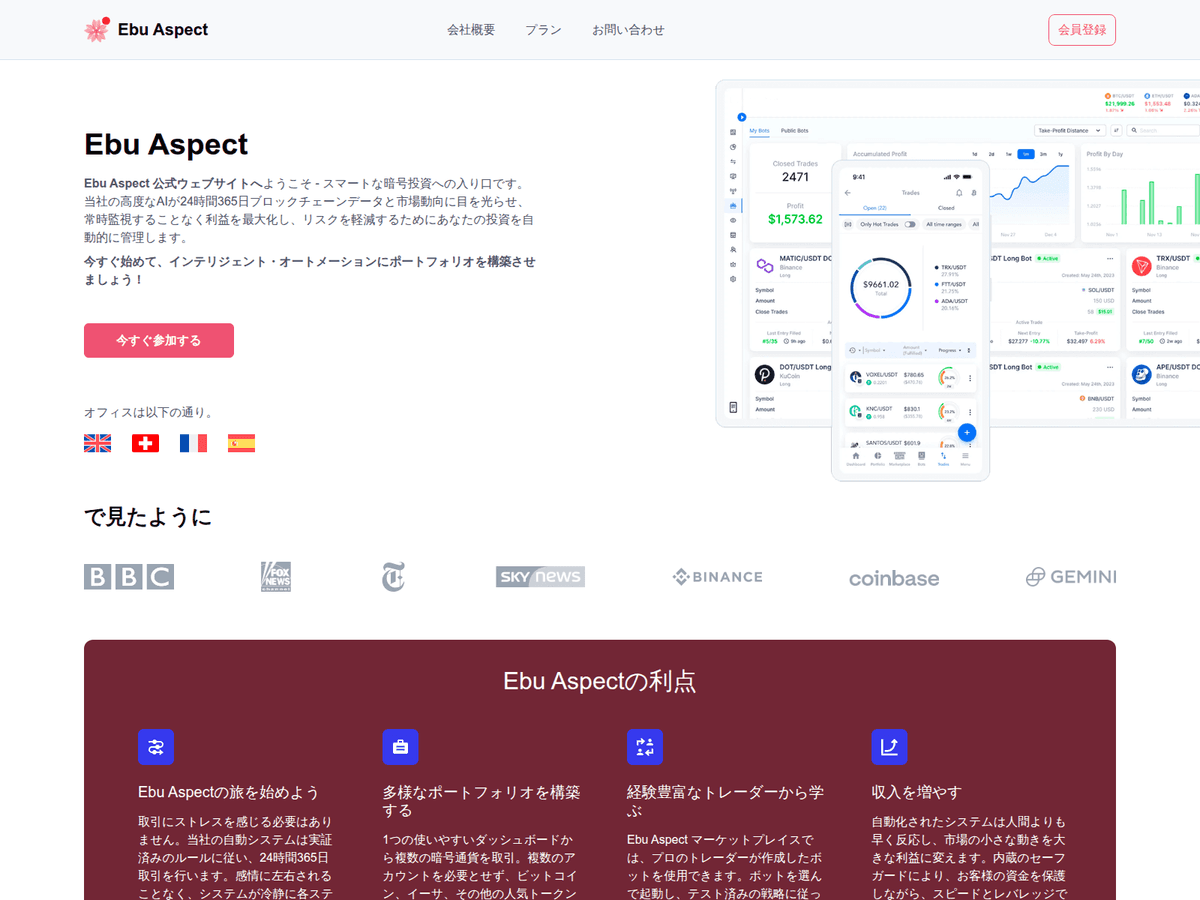Screenshot der Webseite Ebuaspectjapan (ebuaspectjapan.com)