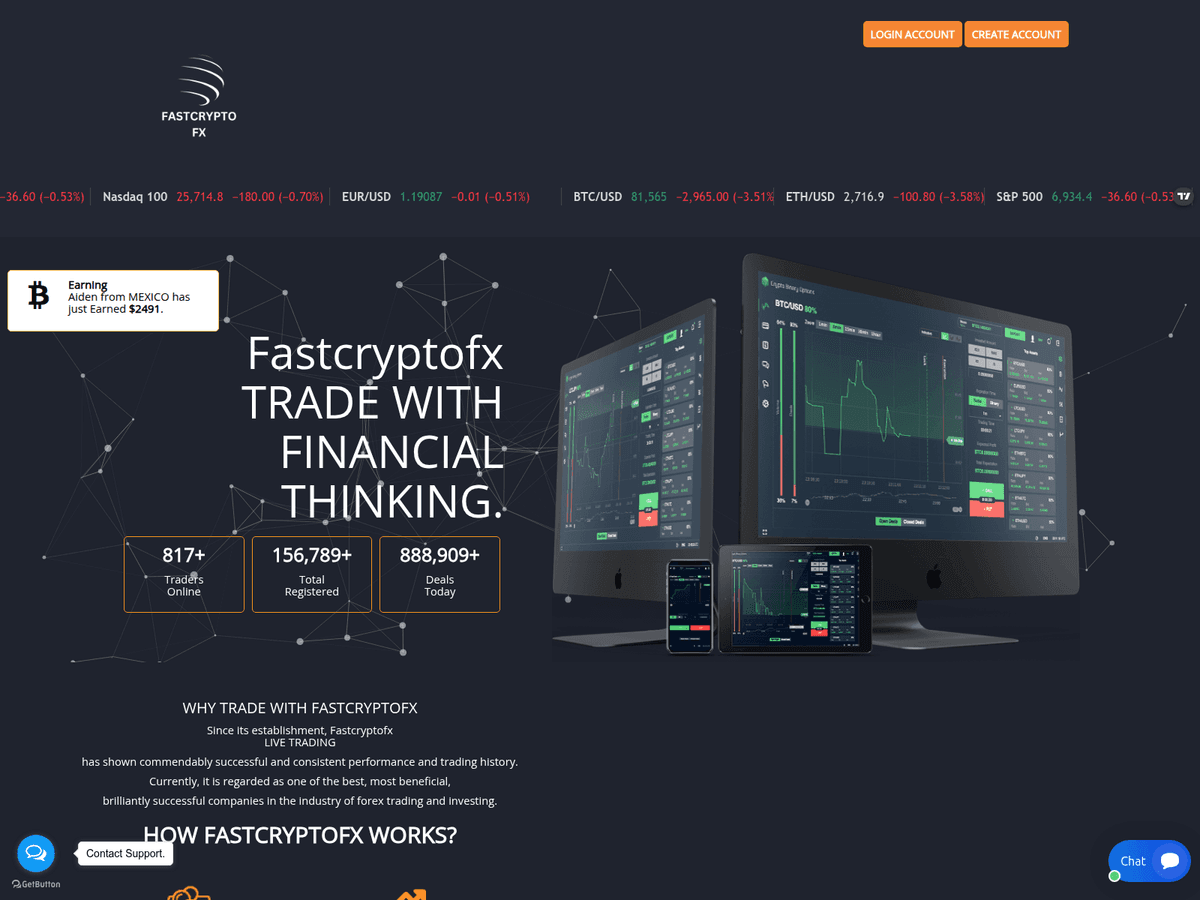 Screenshot der Webseite Fastcryptofx (fastcryptofx.live)